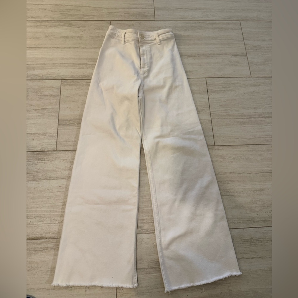 Zara White Flare Wide Leg Jeans